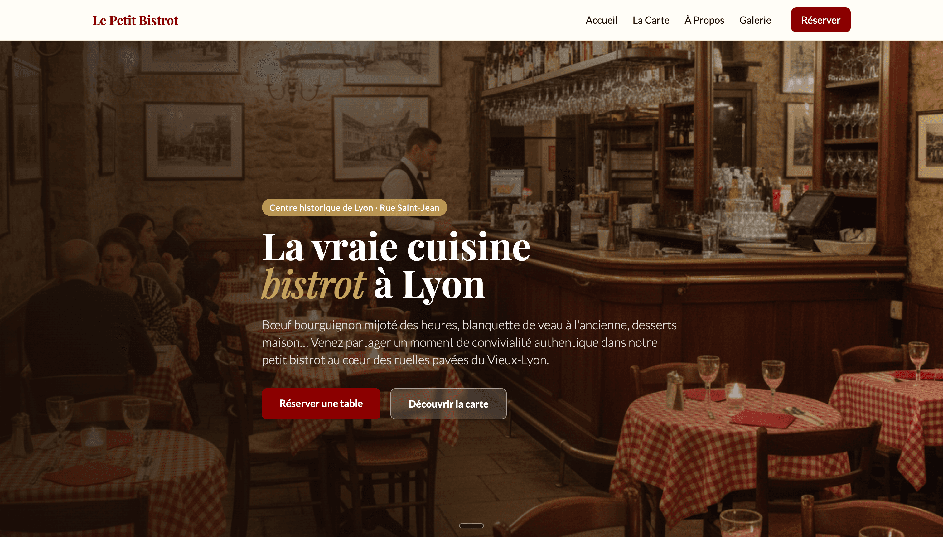Site vitrine Le Petit Bistrot